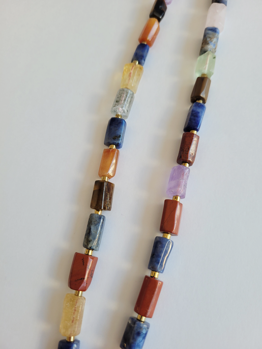 colar pedras baguete colorido - Lina Studio