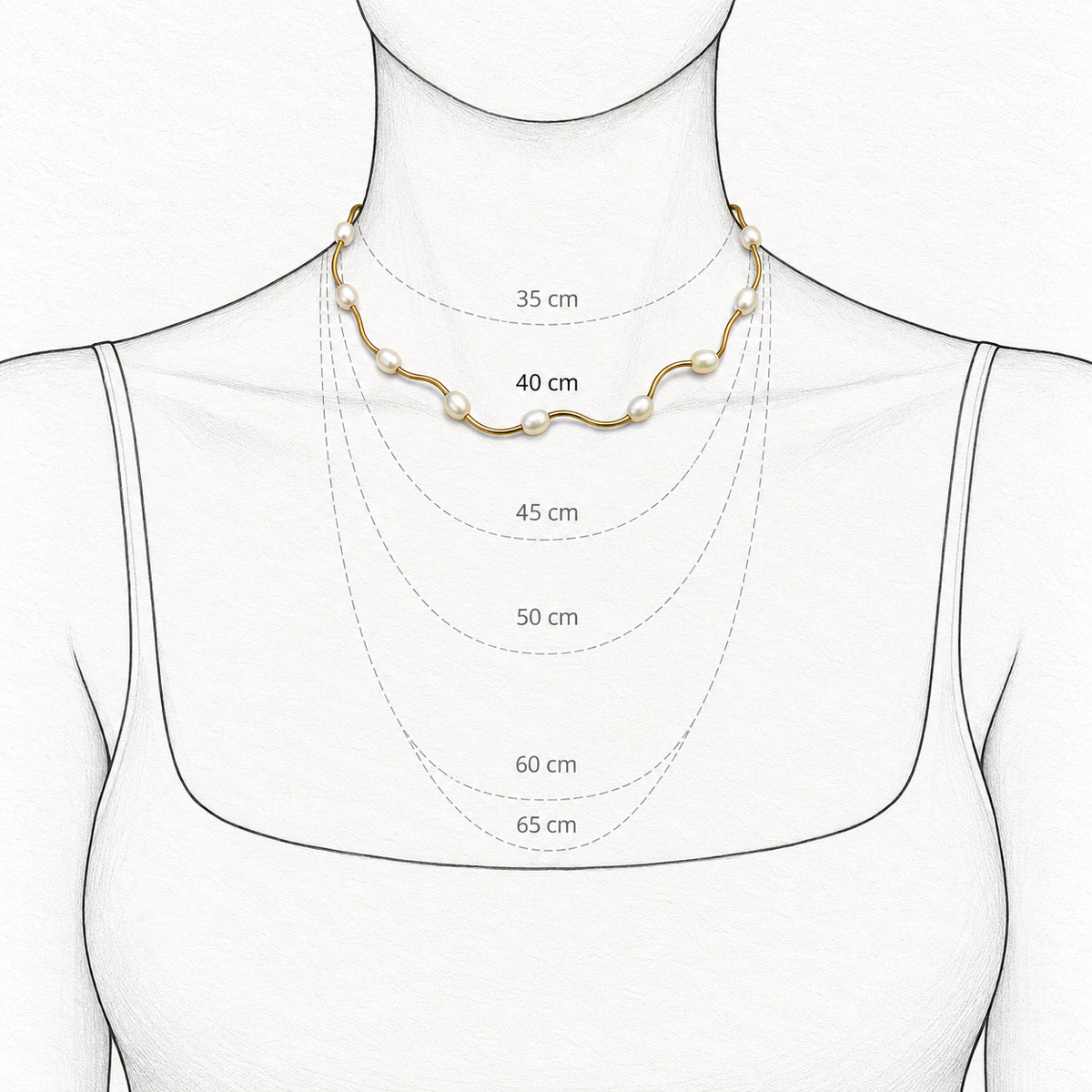 colar pérolas ondas dourado