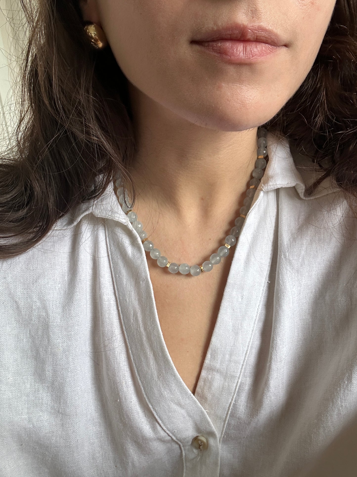 colar pedras lapidadas azul claro