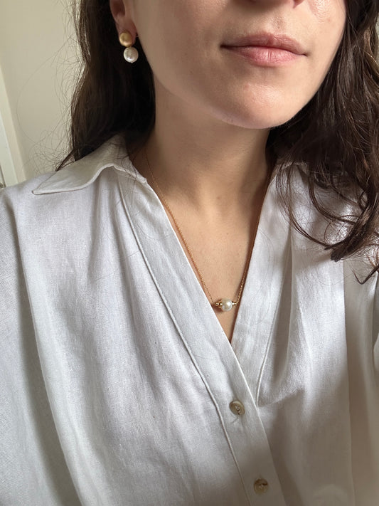 brinco bolinha pérola