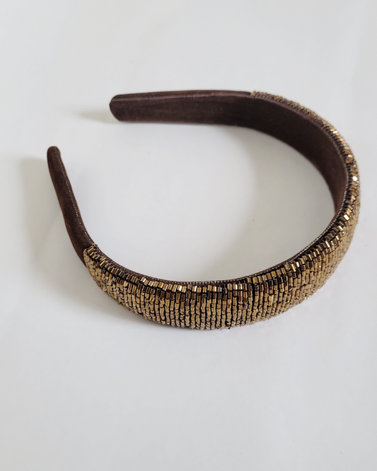 arco bordado miçangas marrom