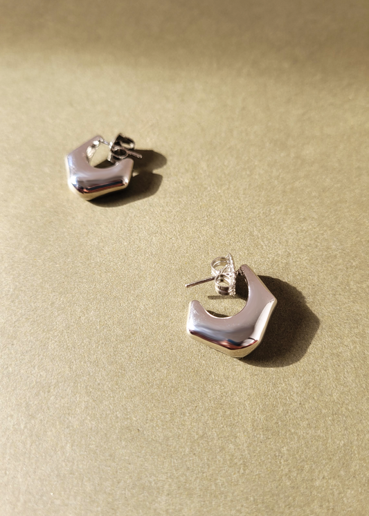 brinco argola geométrica prata