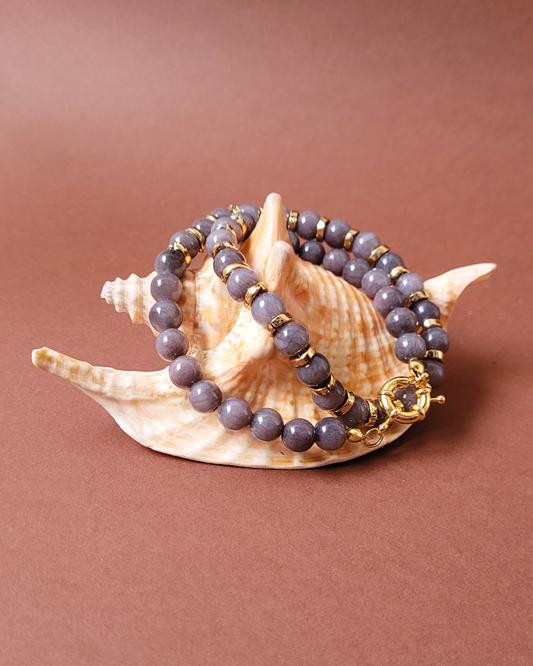 colar pedras naturais cinza