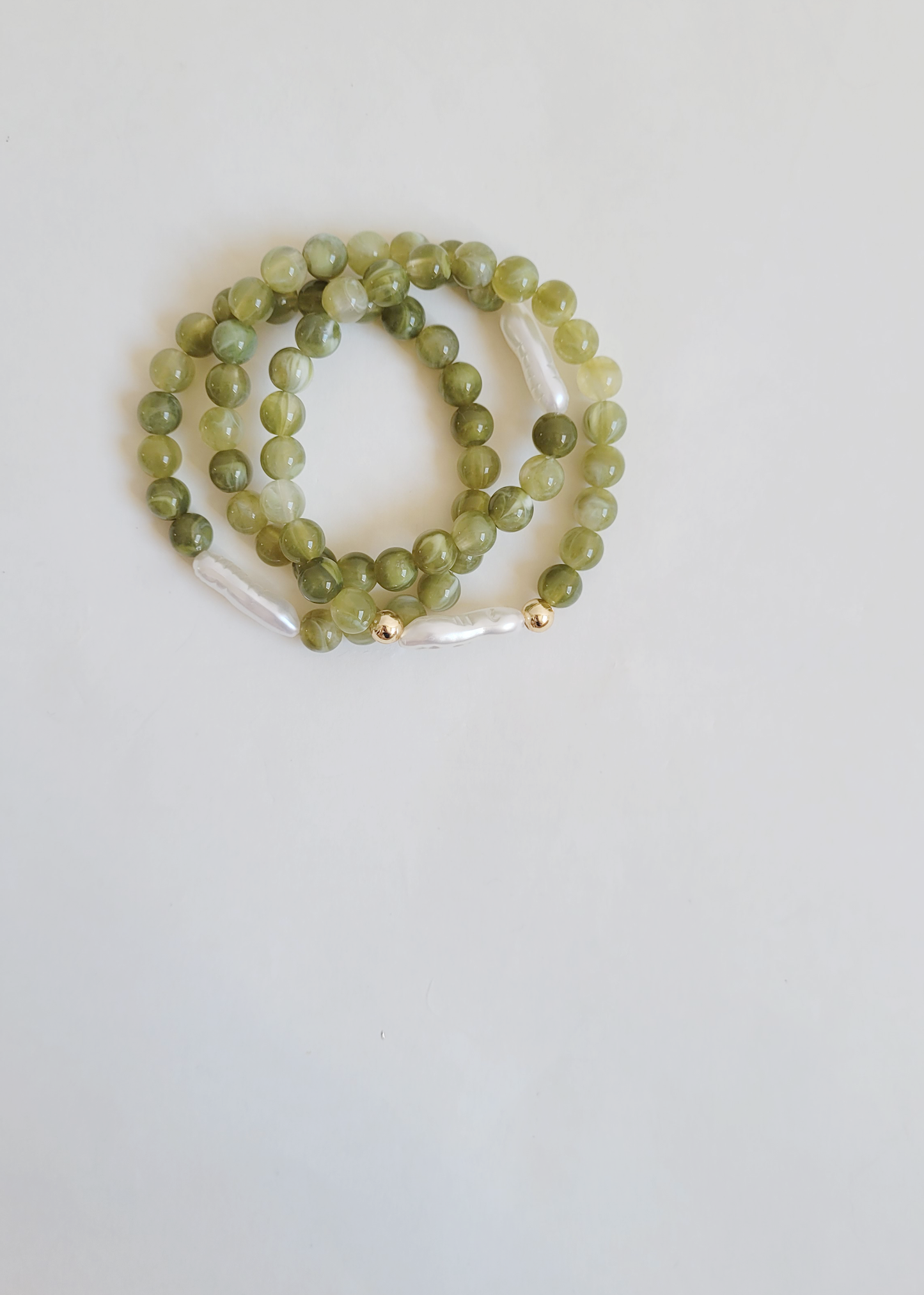 pulseira verde pérola barroca
