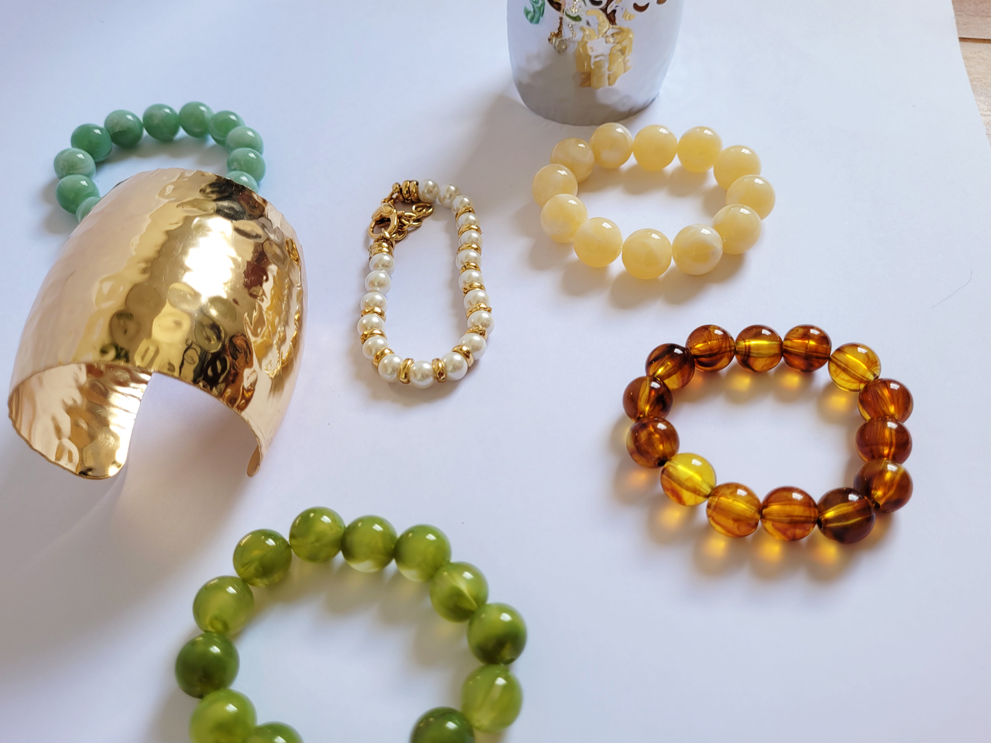pulseira bolas verde folha
