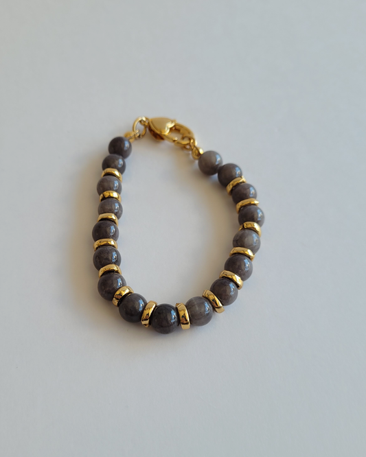 pulseira pedras naturais cinza