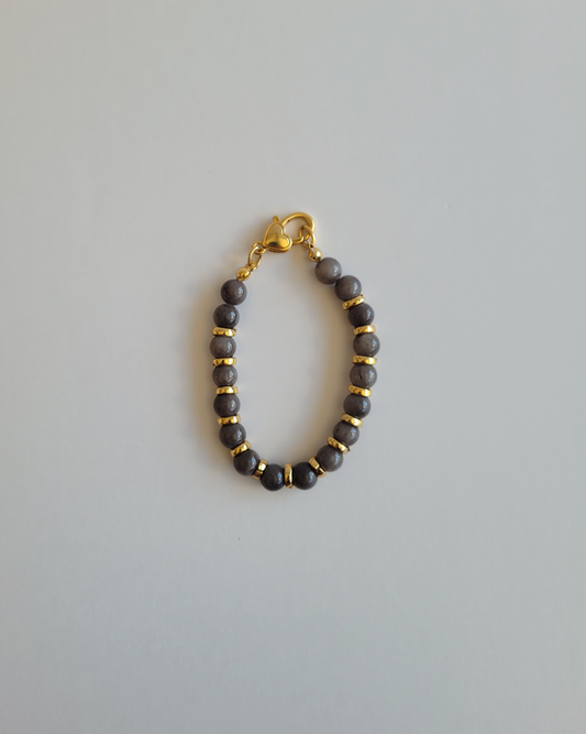 pulseira pedras naturais cinza