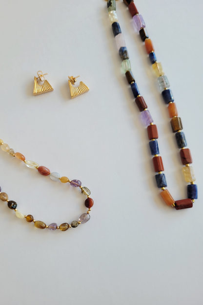 colar pedras baguete colorido
