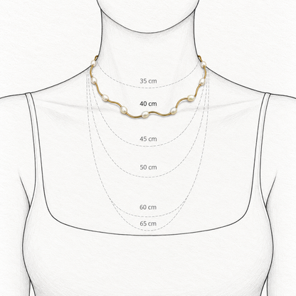 colar pérolas ondas dourado