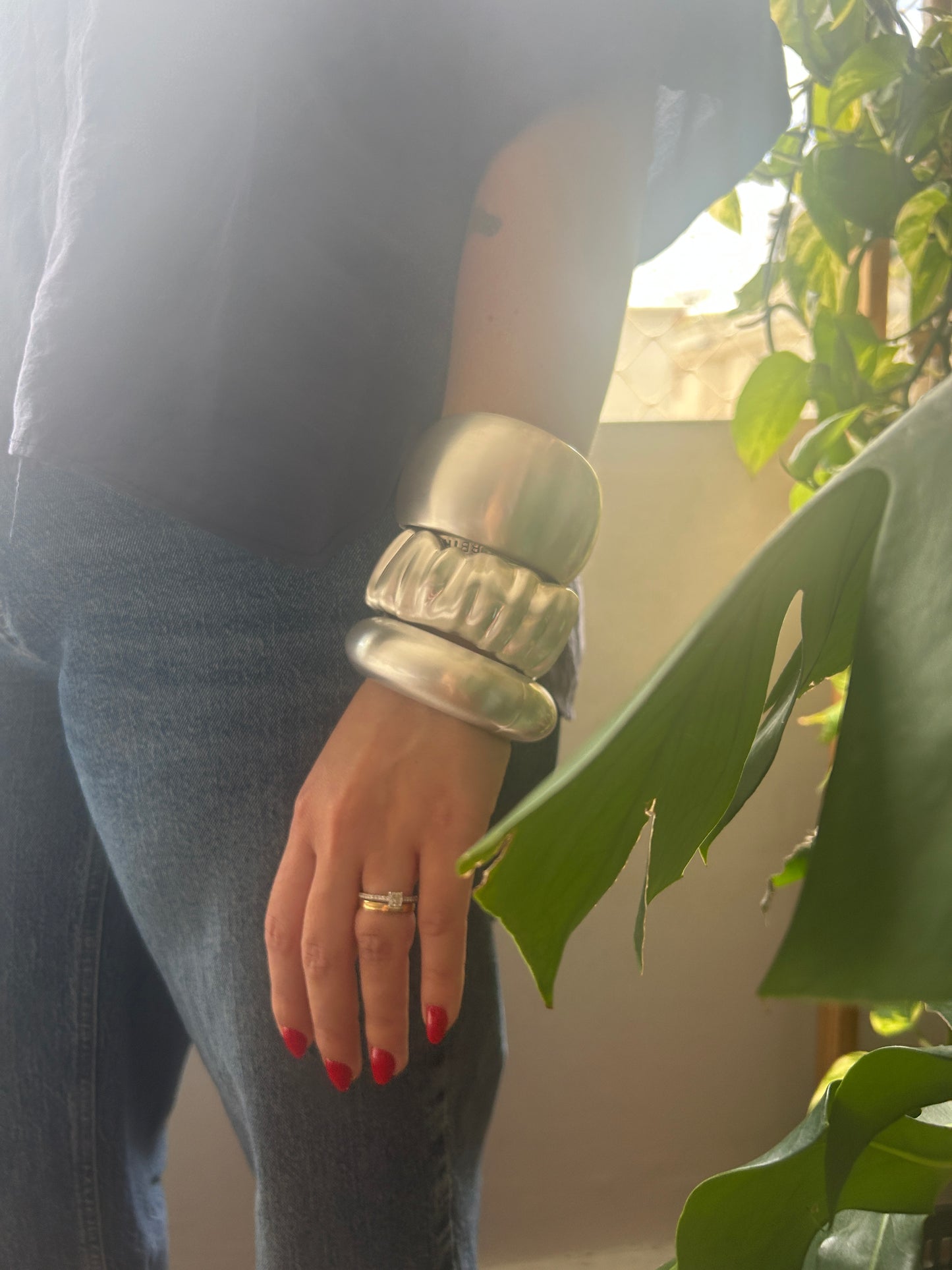 bracelete gordinho escovado prateado