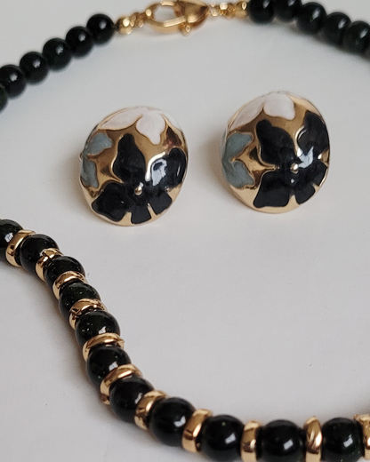 colar pedras naturais preto