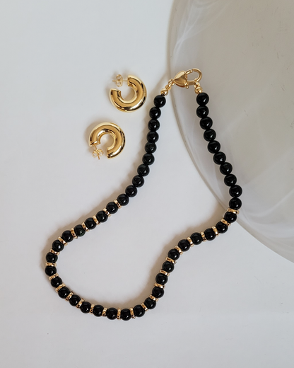 colar pedras naturais preto