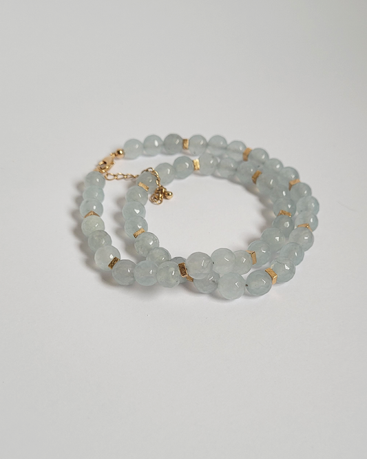 colar pedras lapidadas azul claro