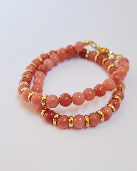 colar pedras naturais rosa