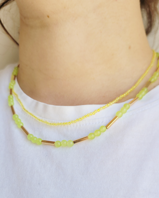 colar cristais amarelo