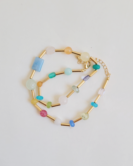 colar pedras naturais colorido