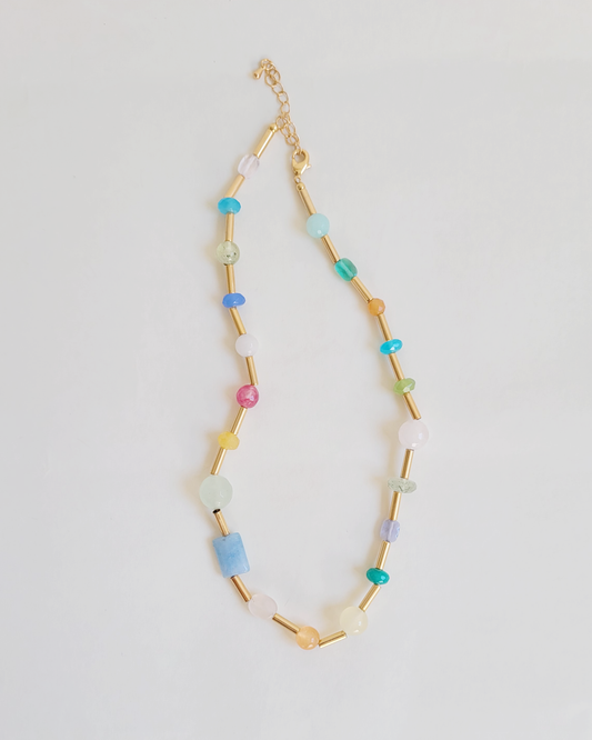 colar pedras naturais colorido
