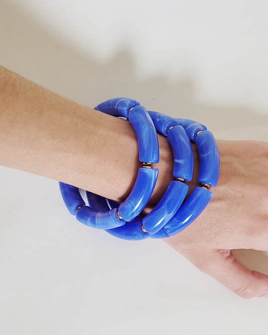 pulseira resina azul